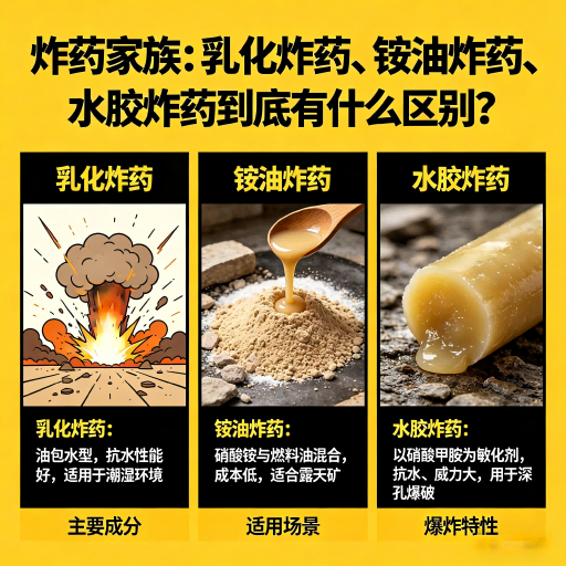 安徽炸药家族：乳化炸药、铵油炸药、水胶炸药到底有什么区别？